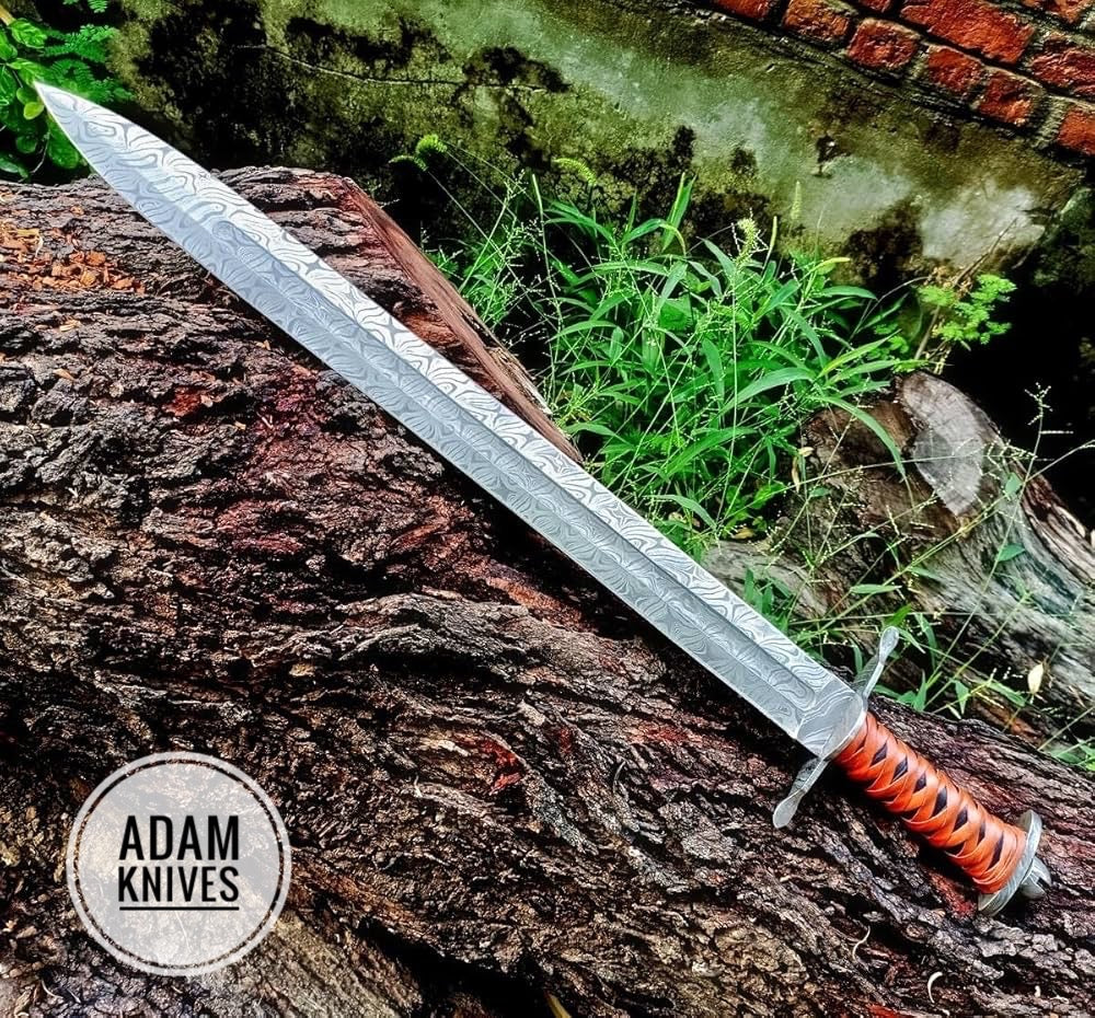 Damascus Steel Viking Sword 31 Inches Battle Ready Sword - Full Tang