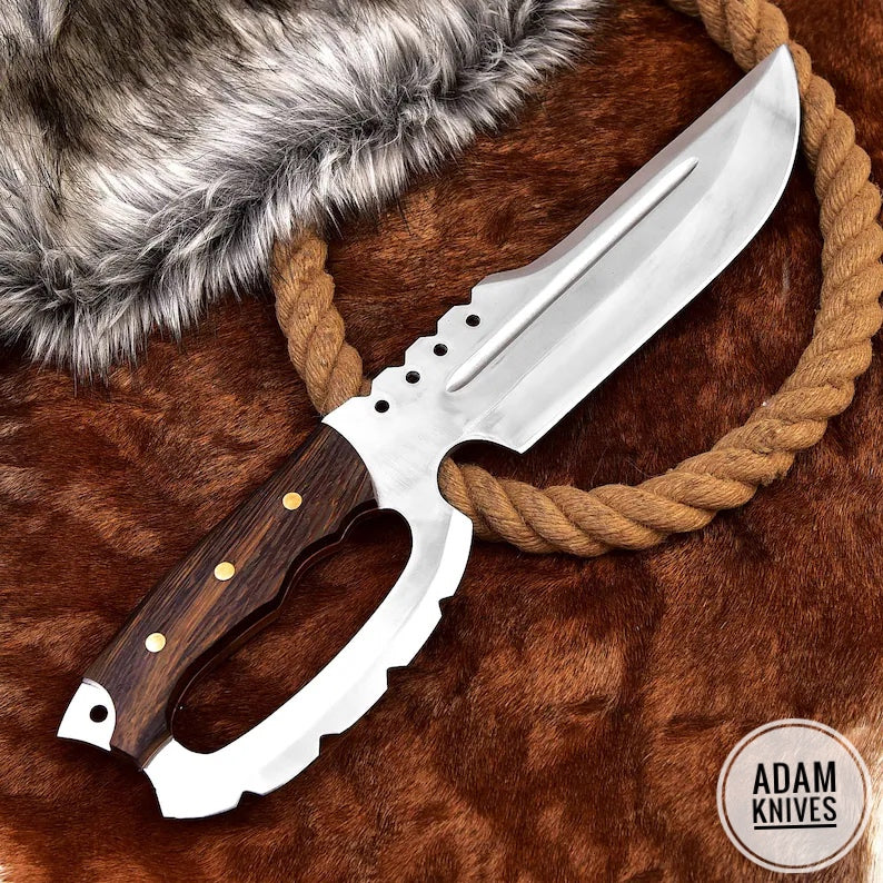 Custom Handmade Steel Hunting Bowie Knife With Leather Sheath