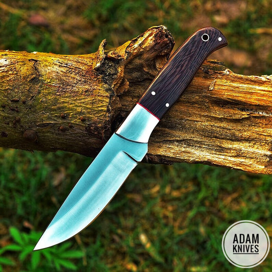 ADAM KNIVES High Carbon Steel Skinning Knife with Leather Sheath, 9'' Full Tang Bushcraft Survival Knife