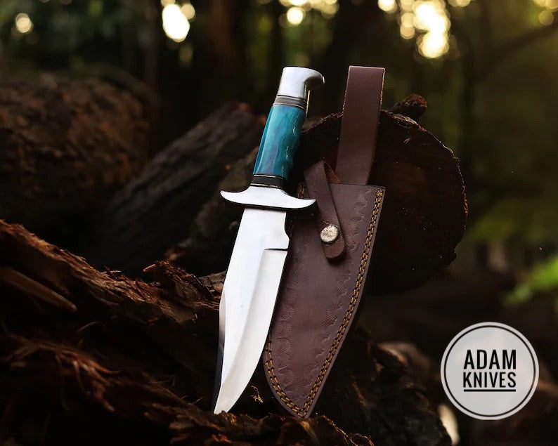 Handmade Stainless Steel blade hunting Bowie knife, Outdoor knife, Camping Knife, Rambo Knife With Dyed Bone handle, Steel Guard & Pommel