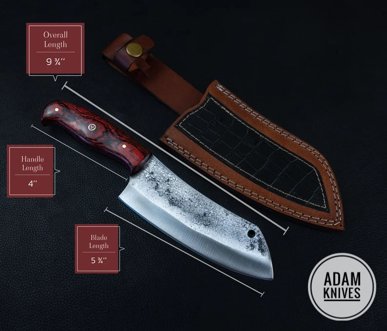 Custom Handmade High Carbon Steel Cleaver Chopper Chef Kitchen Knife Cleaver Comes With Leather Sheath