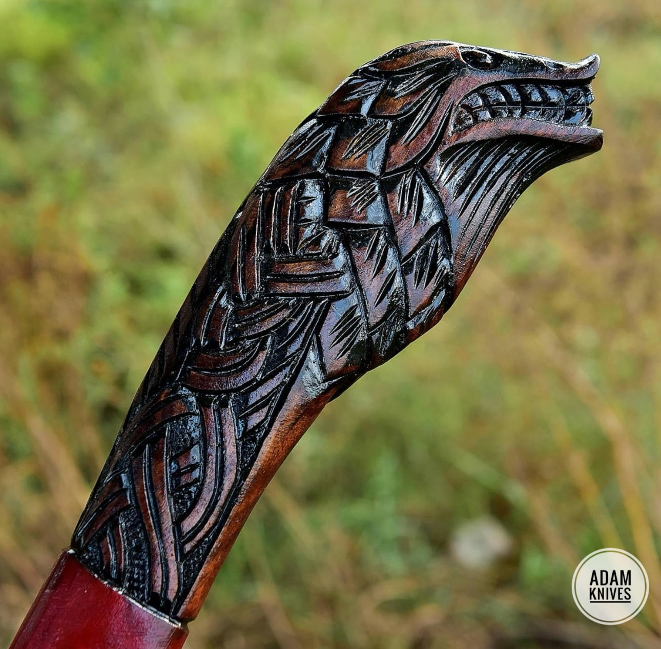 ADAM KNIVES Handmade Gift Forged Carbon Steel Viking Axe With Wooden Box, Camping Hatchet with Rose Wood Shaft