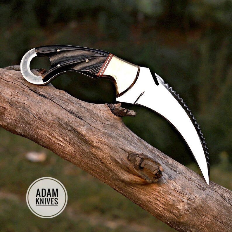 Handmade D2 Steel Karambit Knife With Horn Handle & High Quality  Leather Sheath - Best Gift For Him / Her