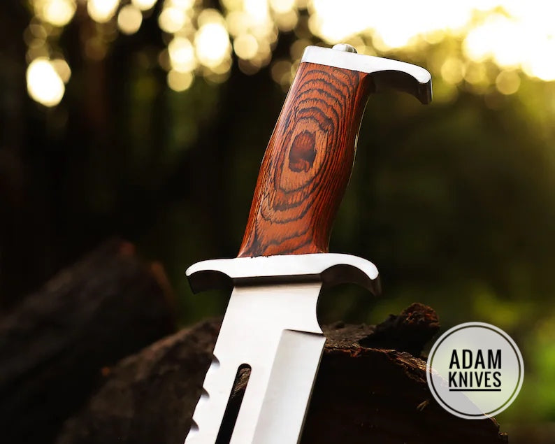 Handmade Stainless Steel blade hunting Bowie knife, Outdoor knife, Camping Knife, Rambo Knife With Pakka Wood handle, Steel Guard & Pommel