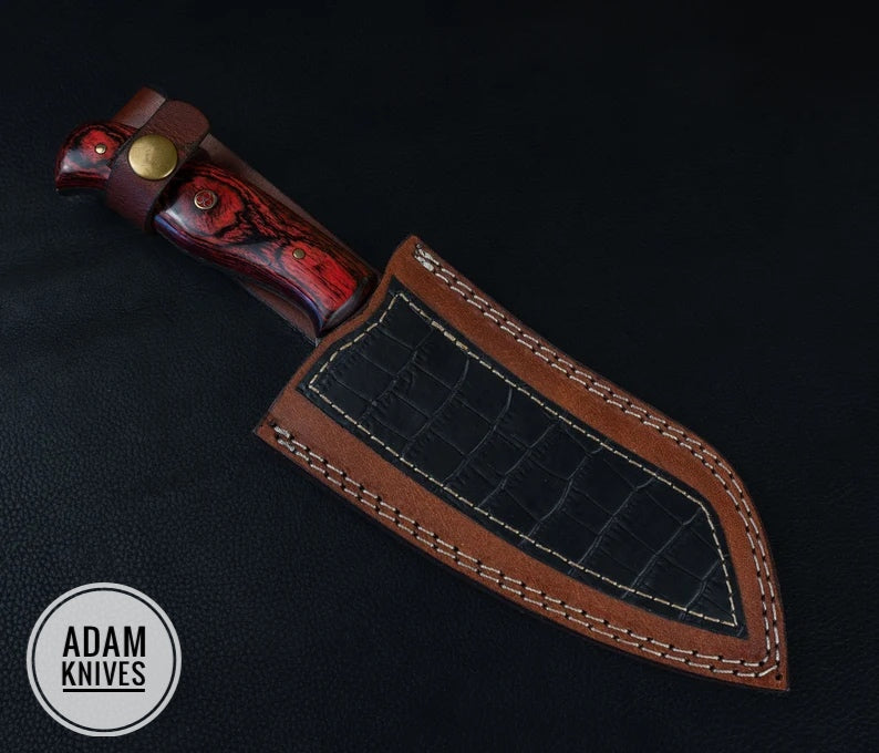 Custom Handmade High Carbon Steel Cleaver Chopper Chef Kitchen Knife Cleaver Comes With Leather Sheath