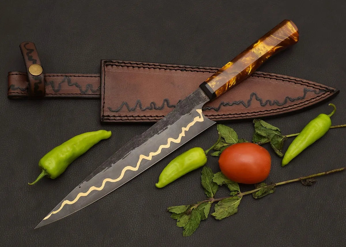 HAND FORGED 13'' INCHS 440C STEEL CHEF KITCHEN KNIFE WITH RESIN HANDLE