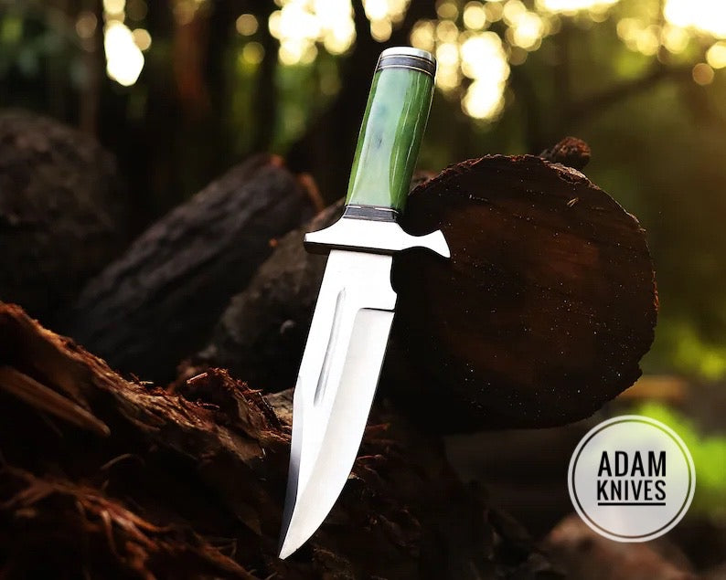 Handmade Stainless Steel blade hunting Bowie knife, Outdoor knife, Camping Knife, Rambo Knife With Dyed Bone handle, Steel Guard & Pommel