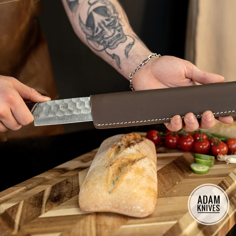 Handmade Damascus Steel Chef Brisket Knife,Razor Sharp Professional Bread & Meat Cutting Knife