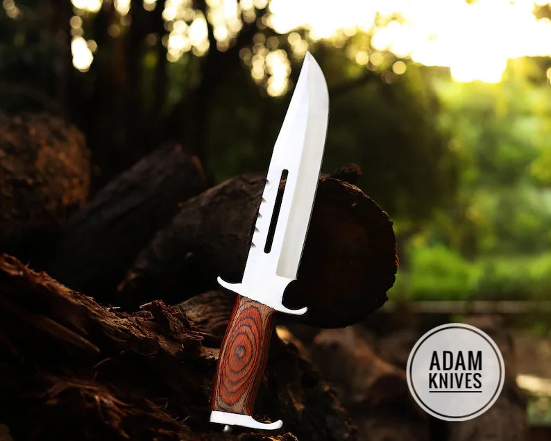 Handmade Stainless Steel blade hunting Bowie knife, Outdoor knife, Camping Knife, Rambo Knife With Pakka Wood handle, Steel Guard & Pommel