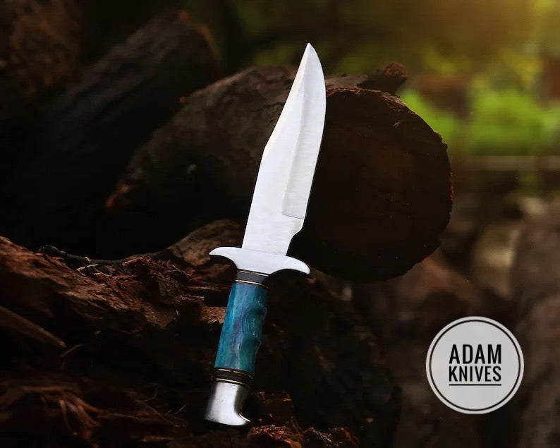 Handmade Stainless Steel blade hunting Bowie knife, Outdoor knife, Camping Knife, Rambo Knife With Dyed Bone handle, Steel Guard & Pommel