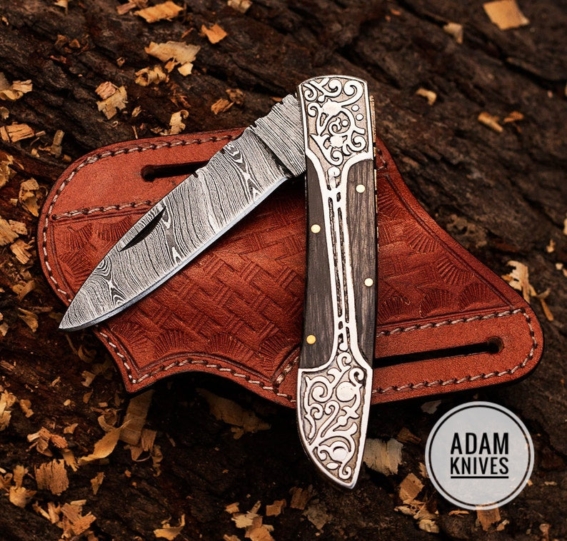 Damascus Pocket knife, Folding Knife, Every Day Carry Knife , Damascus Knives