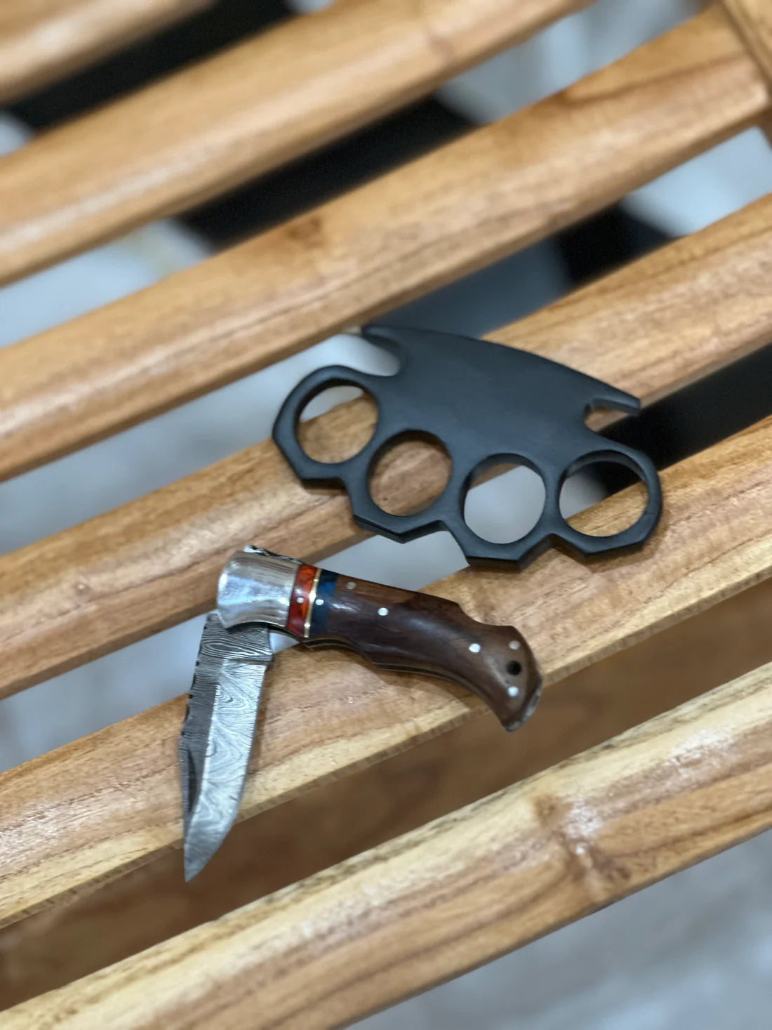 Custom handmade knuckle and folding knife