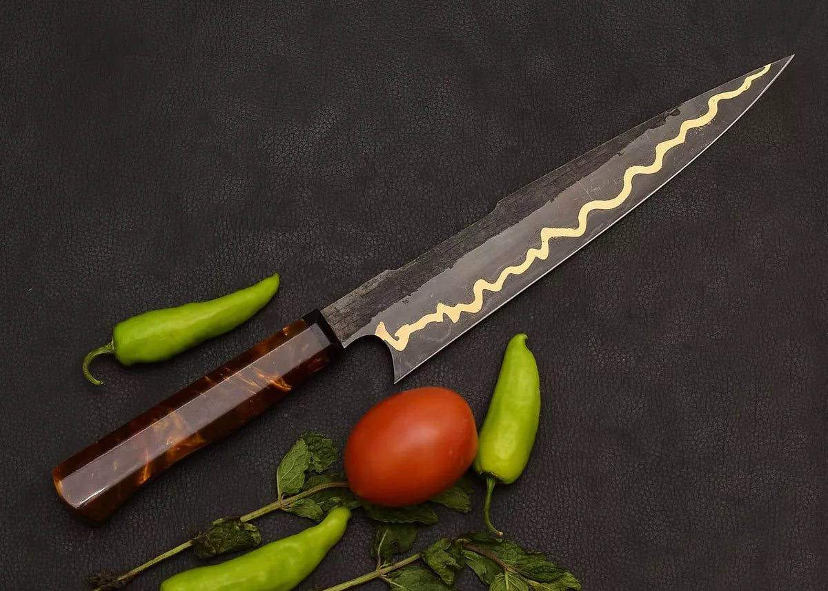 HAND FORGED 13'' INCHS 440C STEEL CHEF KITCHEN KNIFE WITH RESIN HANDLE