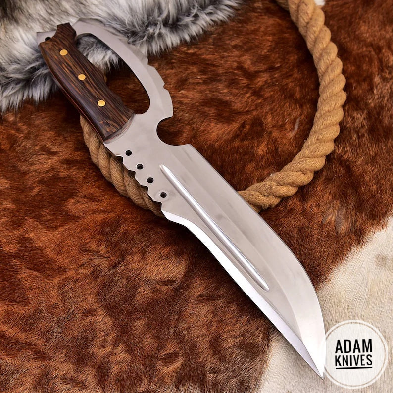 Custom Handmade Steel Hunting Bowie Knife With Leather Sheath