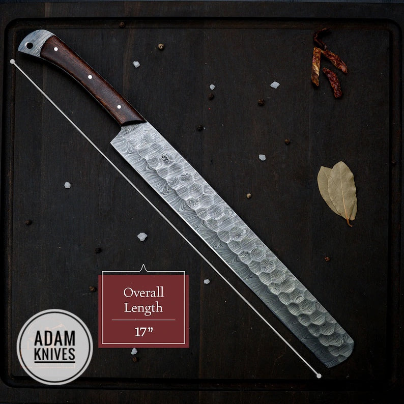 Handmade Damascus Steel Chef Brisket Knife,Razor Sharp Professional Bread & Meat Cutting Knife