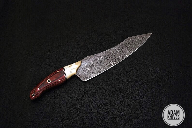 Handmade Damascus Steel Chef Knife, Kitchen Knife, Razor Sharp Professional Meat Cutting Knife