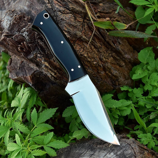 Buffalo Horn Handle Custom Handmade Fixed Blade D2 Steel Steel Skinner Hunting Knife With Leather Sheath