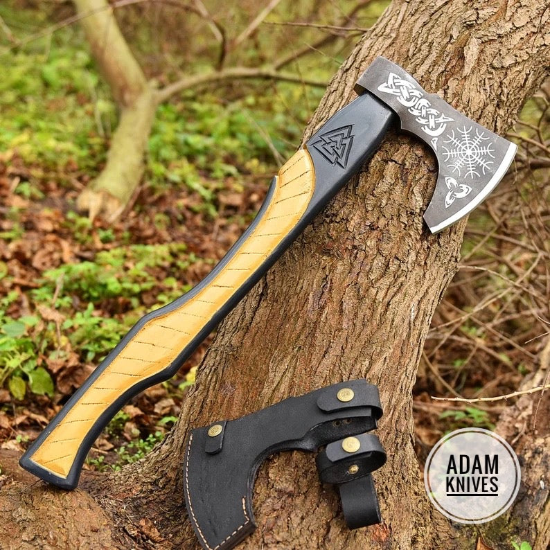 Axe, Custom Forged Hatchet, Handmade Carbon Steel Camping Axe, Forest Axe,