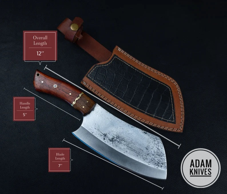 Custom Handmade High Carbon Steel Cleaver Chopper Chef Kitchen Knife Cleaver Comes With Leather Sheath