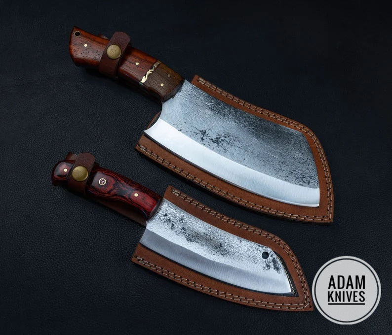 Custom Handmade High Carbon Steel Cleaver Chopper Chef Kitchen Knife Cleaver Comes With Leather Sheath