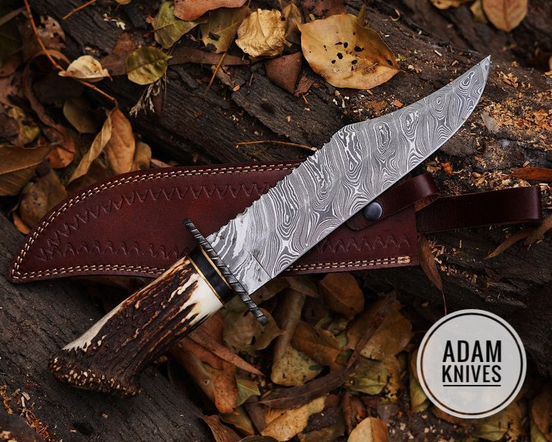 Handmade stag Knife with leather cover | Best knife for Hunting