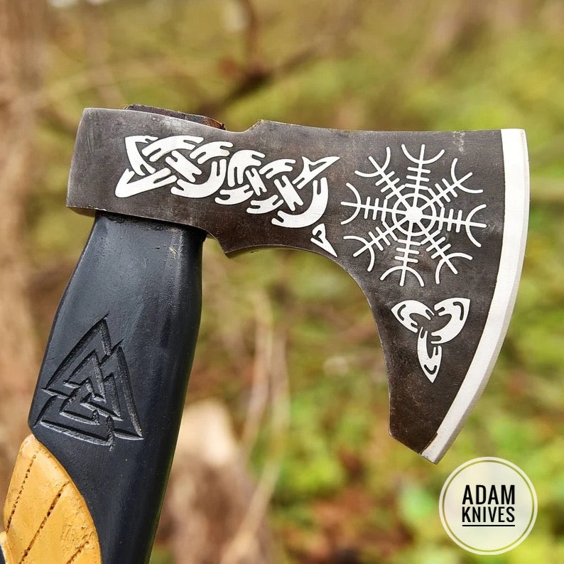 Axe, Custom Forged Hatchet, Handmade Carbon Steel Camping Axe, Forest Axe,