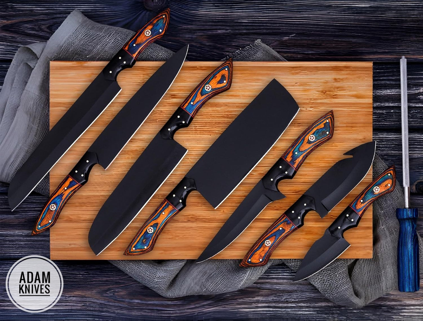 8 PCS Set with Elegant Pakkawood Handle Ergonomic Design,Professional Ultra Sharp Kitchen Knives for Cooking High Carbon Stainless Steel