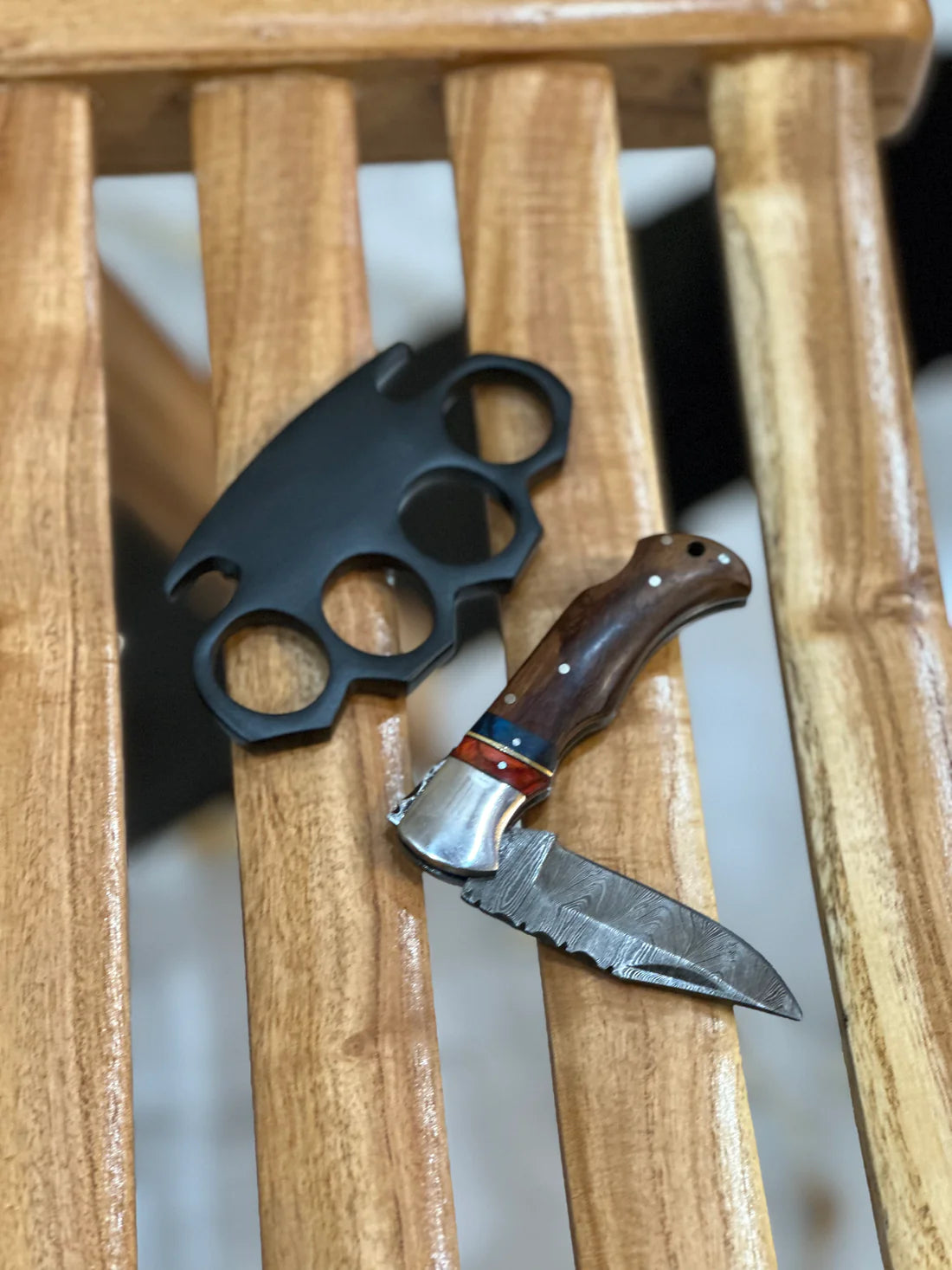 Custom handmade knuckle and folding knife