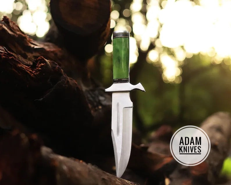 Handmade Stainless Steel blade hunting Bowie knife, Outdoor knife, Camping Knife, Rambo Knife With Dyed Bone handle, Steel Guard & Pommel