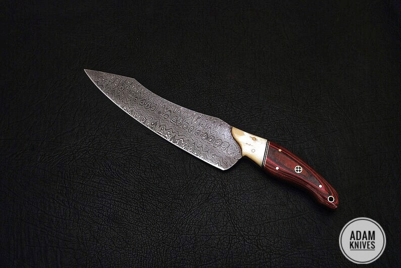 Handmade Damascus Steel Chef Knife, Kitchen Knife, Razor Sharp Professional Meat Cutting Knife