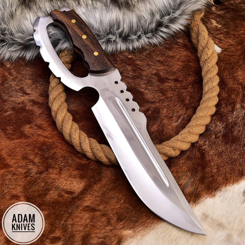 Custom Handmade Steel Hunting Bowie Knife With Leather Sheath