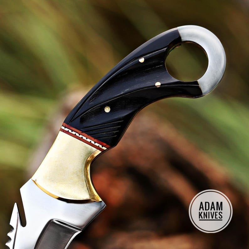 Handmade D2 Steel Karambit Knife With Horn Handle & High Quality  Leather Sheath - Best Gift For Him / Her