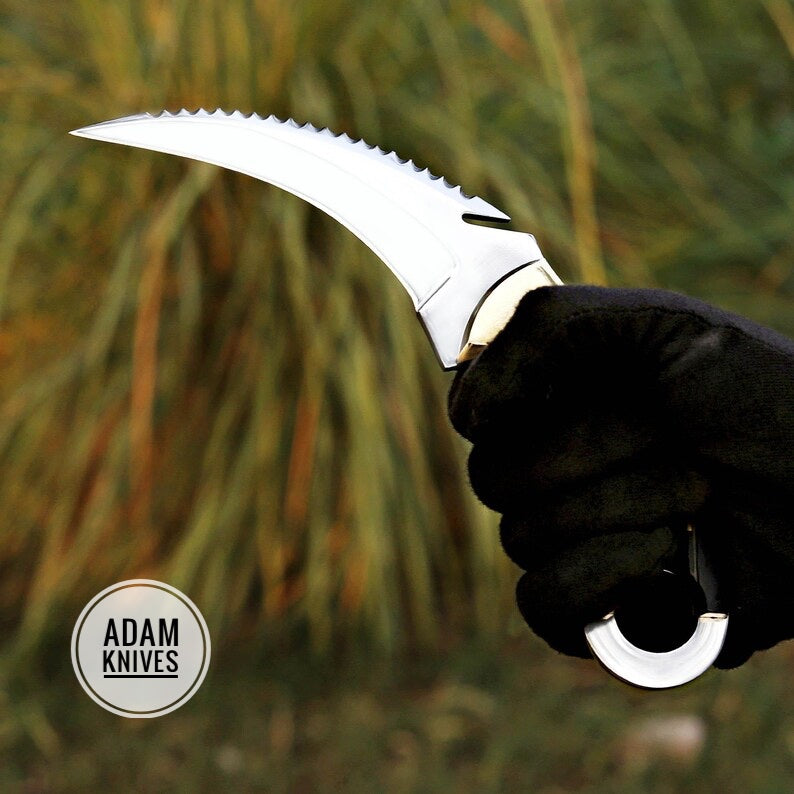 Handmade D2 Steel Karambit Knife With Horn Handle & High Quality  Leather Sheath - Best Gift For Him / Her