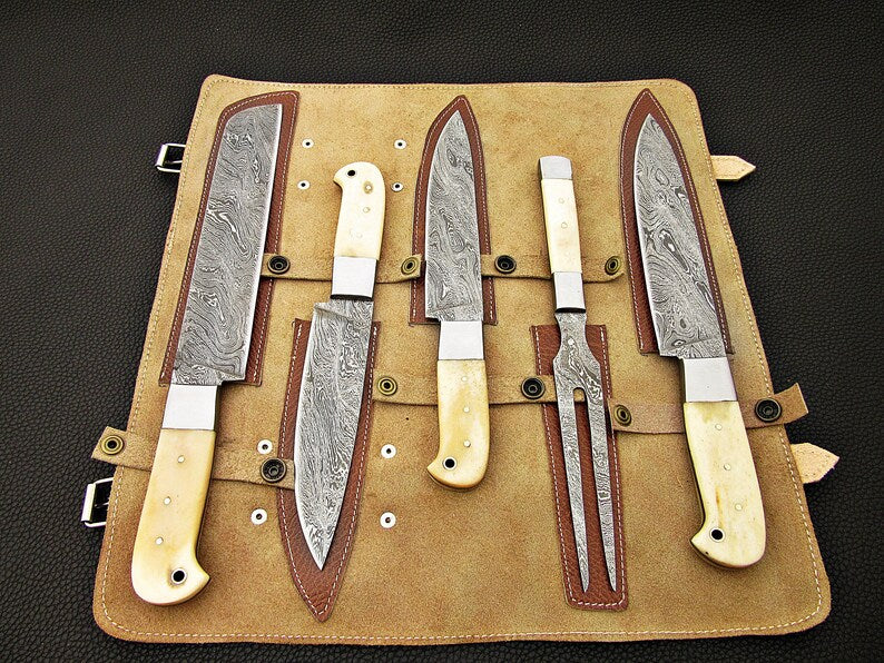 Custom Hand made Damascus Steel Kitchen / Chef Knives Set 5 Pcs. Set FR-2001081