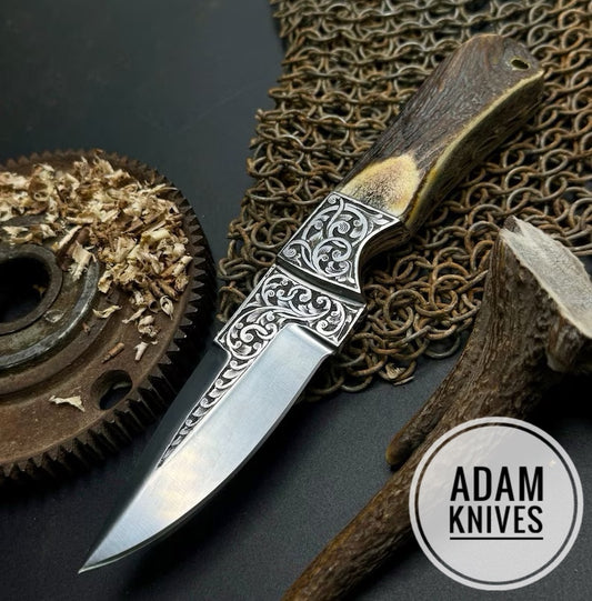 Handmade Knives , Damascus Forged Knives , Hand Engraved Knife