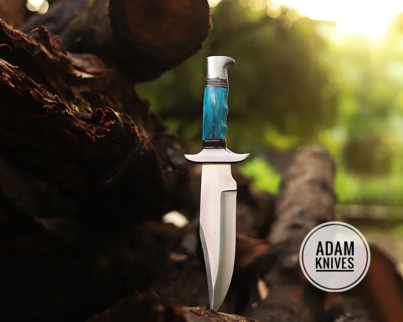 Handmade Stainless Steel blade hunting Bowie knife, Outdoor knife, Camping Knife, Rambo Knife With Dyed Bone handle, Steel Guard & Pommel