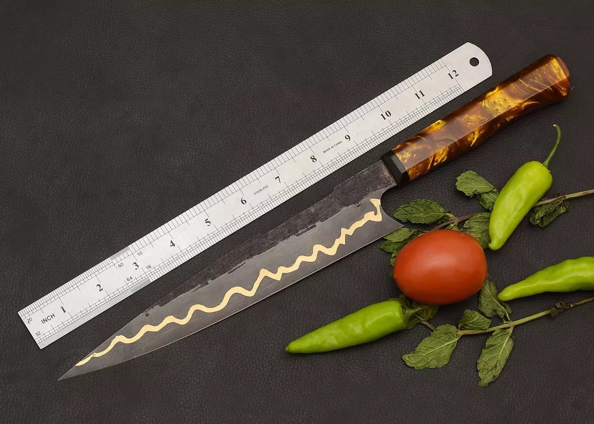 HAND FORGED 13'' INCHS 440C STEEL CHEF KITCHEN KNIFE WITH RESIN HANDLE