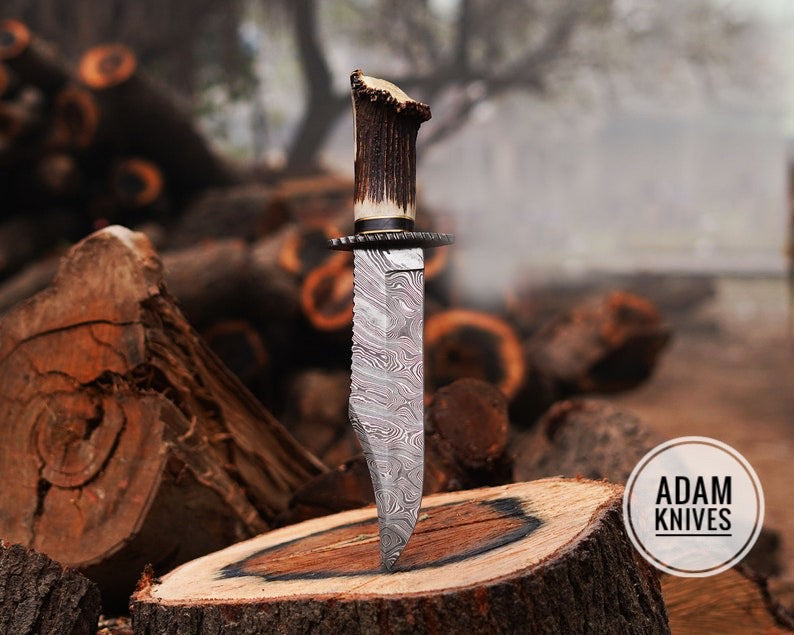 Handmade stag Knife with leather cover | Best knife for Hunting