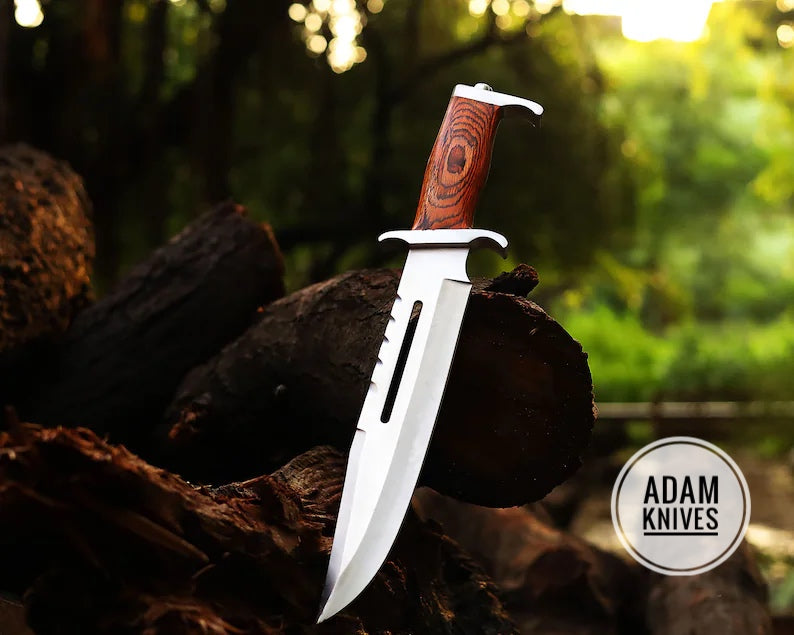 Handmade Stainless Steel blade hunting Bowie knife, Outdoor knife, Camping Knife, Rambo Knife With Pakka Wood handle, Steel Guard & Pommel