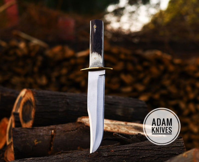 Antler Bowie Knife: Handmade Custom Stainless Steel Best Bowie Knife with Stag Antler Handle | Hunting Knife | Christmas Gift