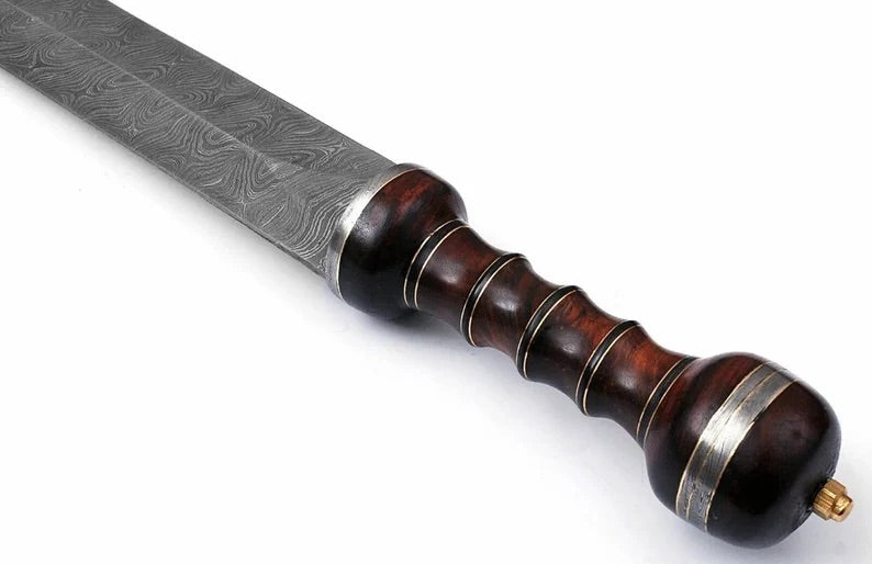 Custom Handmade Damascus Steel Viking Sword, Battle Sword With Leather Sheath