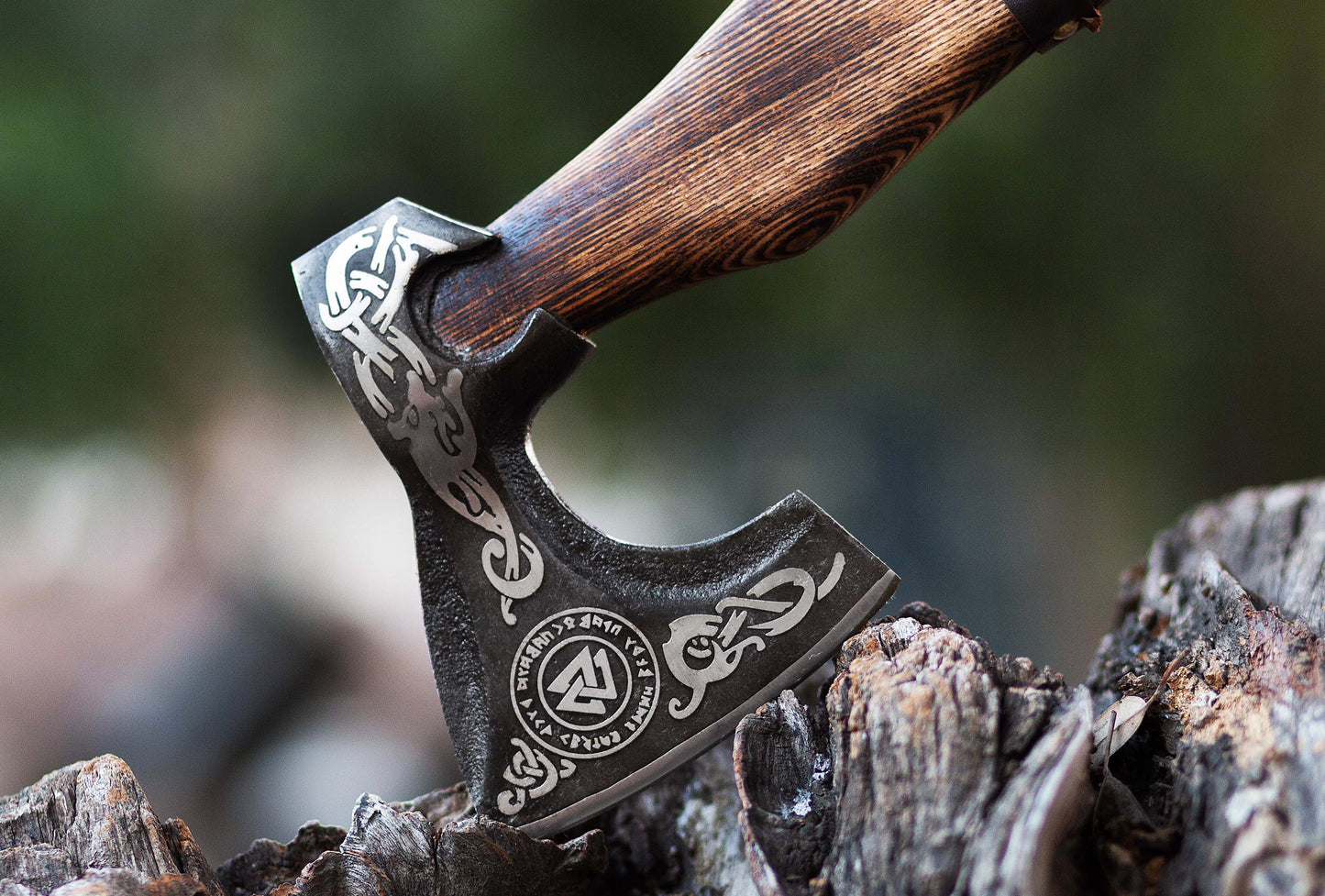 ADAM KNIVES Handmade Gift Forged Carbon Steel Viking Axe, Camping Hatchet with Ash Wood Shaft (Brown Axe)