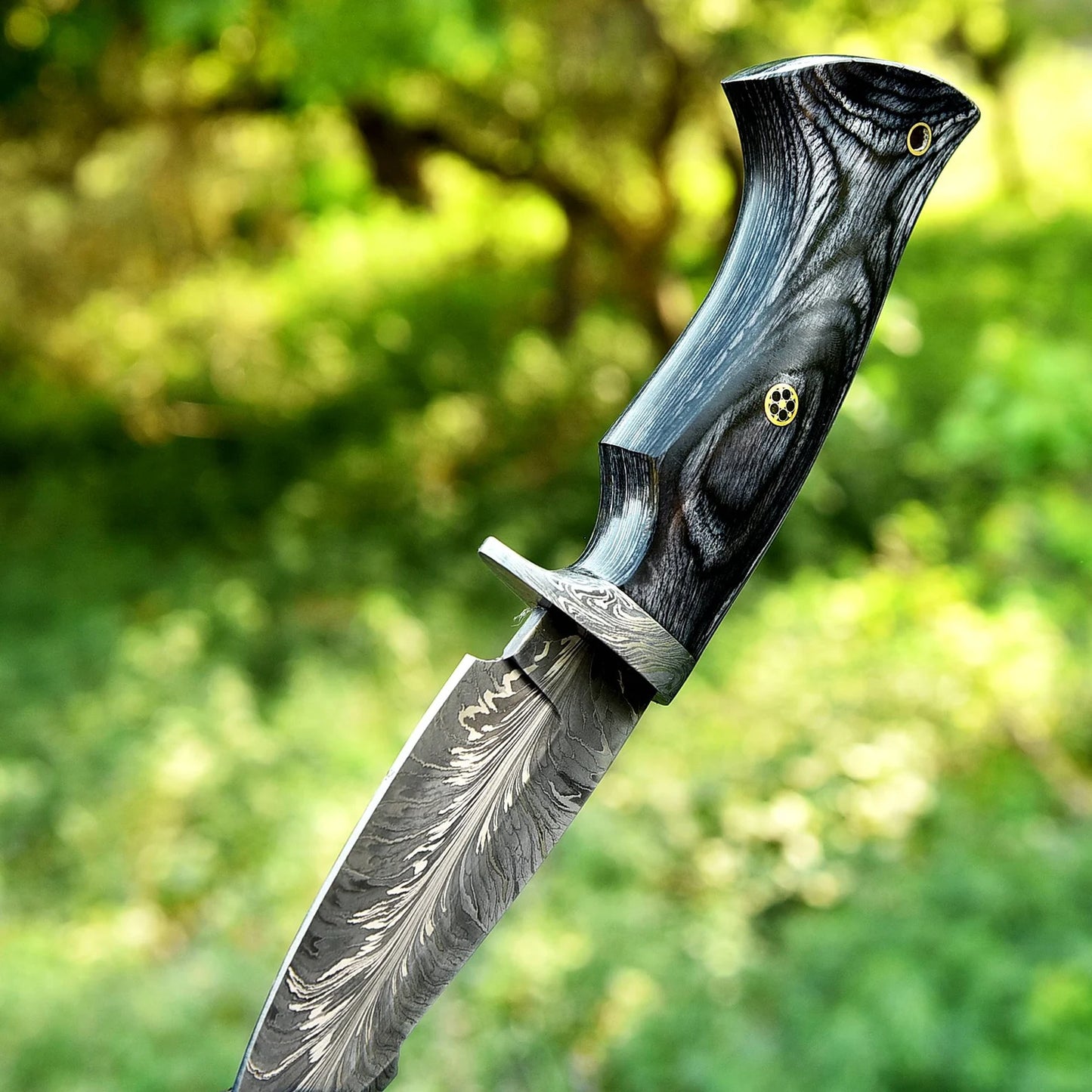 Handmade  EDC Knife Feather Damascus Steel Blade Bowie Knife,, Best Birthday & Anniversary Gift, Gift For Him, Christmas gift