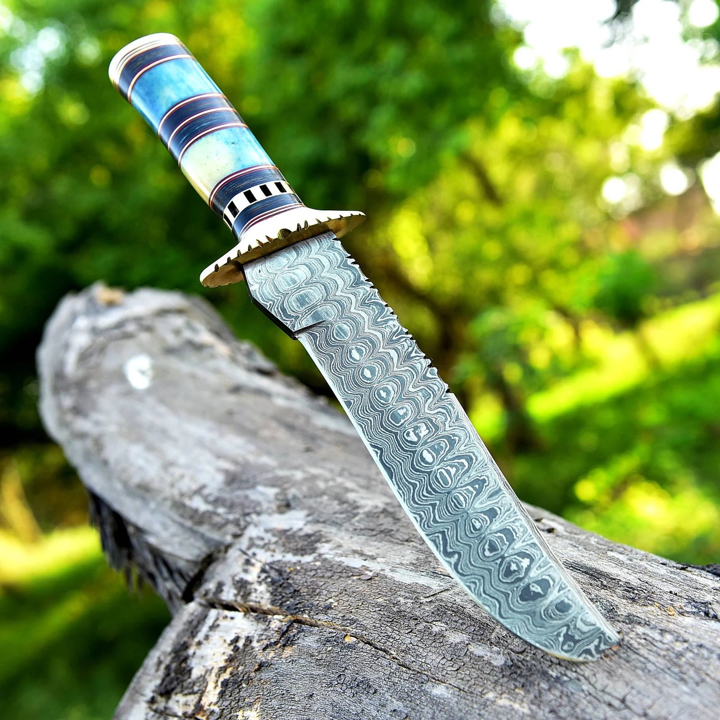 Damascus Steel Blade Bowie Knife, EDC Knife, Best Birthday & Anniversary Gift, Gift For Him, Christmas gift