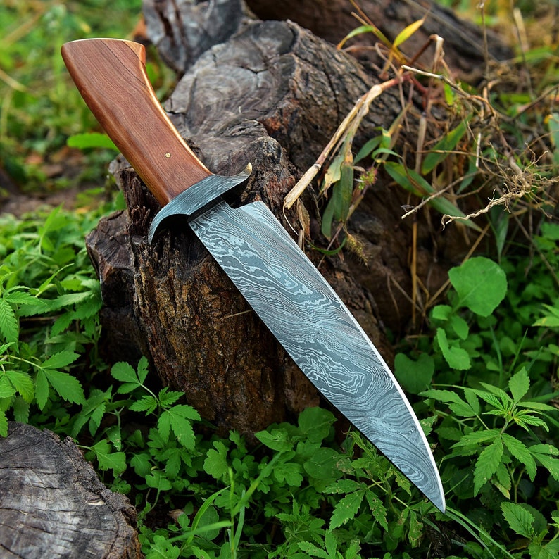 Damascus Steel Hunting Knife, Damascus Knife With Sheath