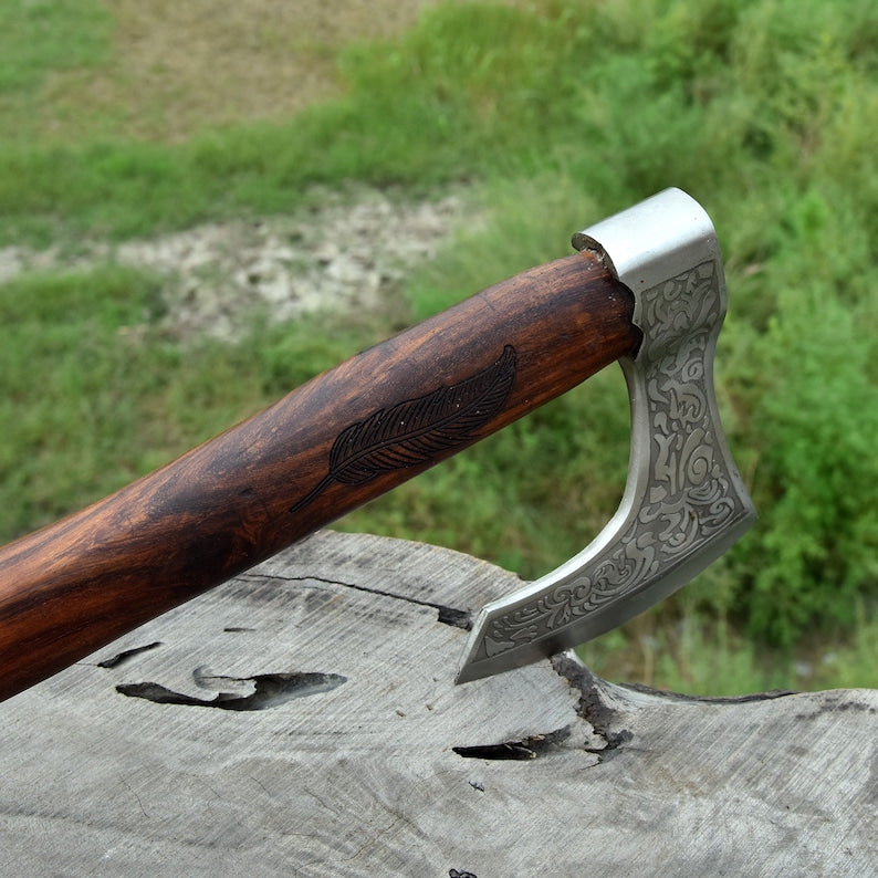 Traditions Viking Bearded Axe - Hand Crafted Beautiful Engraved Axe