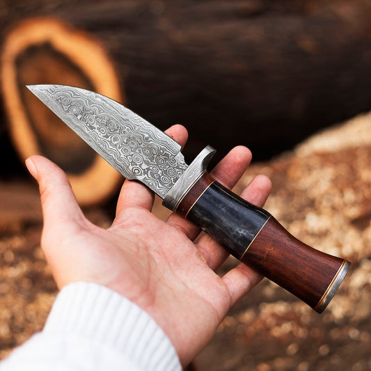 HUNTING KNIFE, Bowie knife, 9.5" ,Hand forged blade, Exotic Rose Wood Bone handle