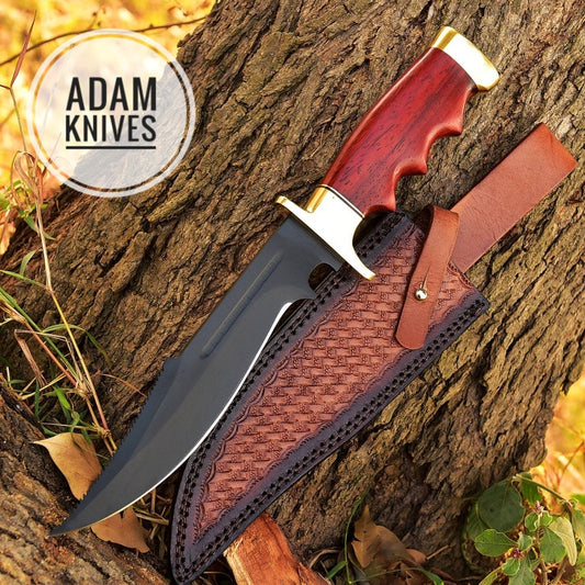 D2 Steel Full Tang Swamp Lurker Hunting Knife w/ Genuine Leather Sheath