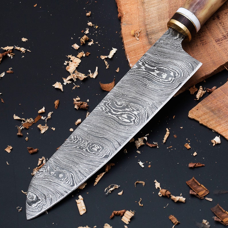 Damascus knife for kitchen bone Handle