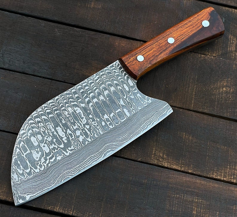 Handmade Damascus Steel Meat Cleaver Custom Handmade Damascus Steel Chef Knife